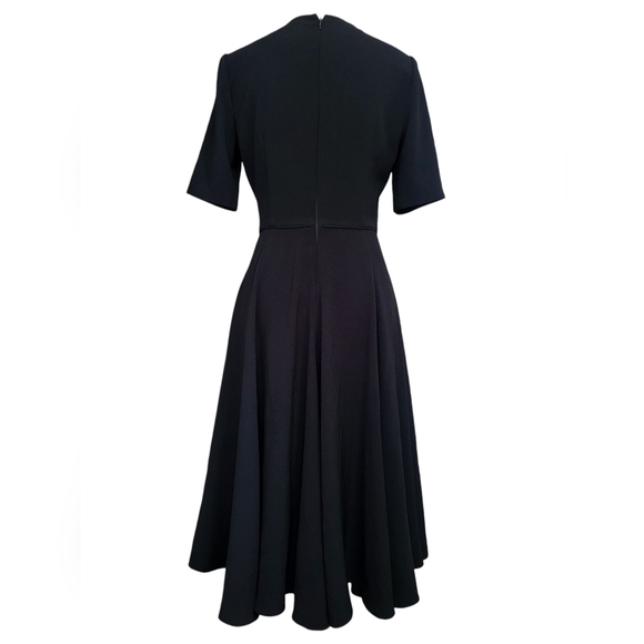 Gal Meets Glam Edith City Crepe Fit & Flare Classic Black Midi Dress Size 6 - Picture 6 of 13